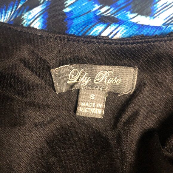 Lily Rose Maxi Dress Womens Size Small Black Lace Top Blue Chevron Sleeveless - Picture 6 of 9